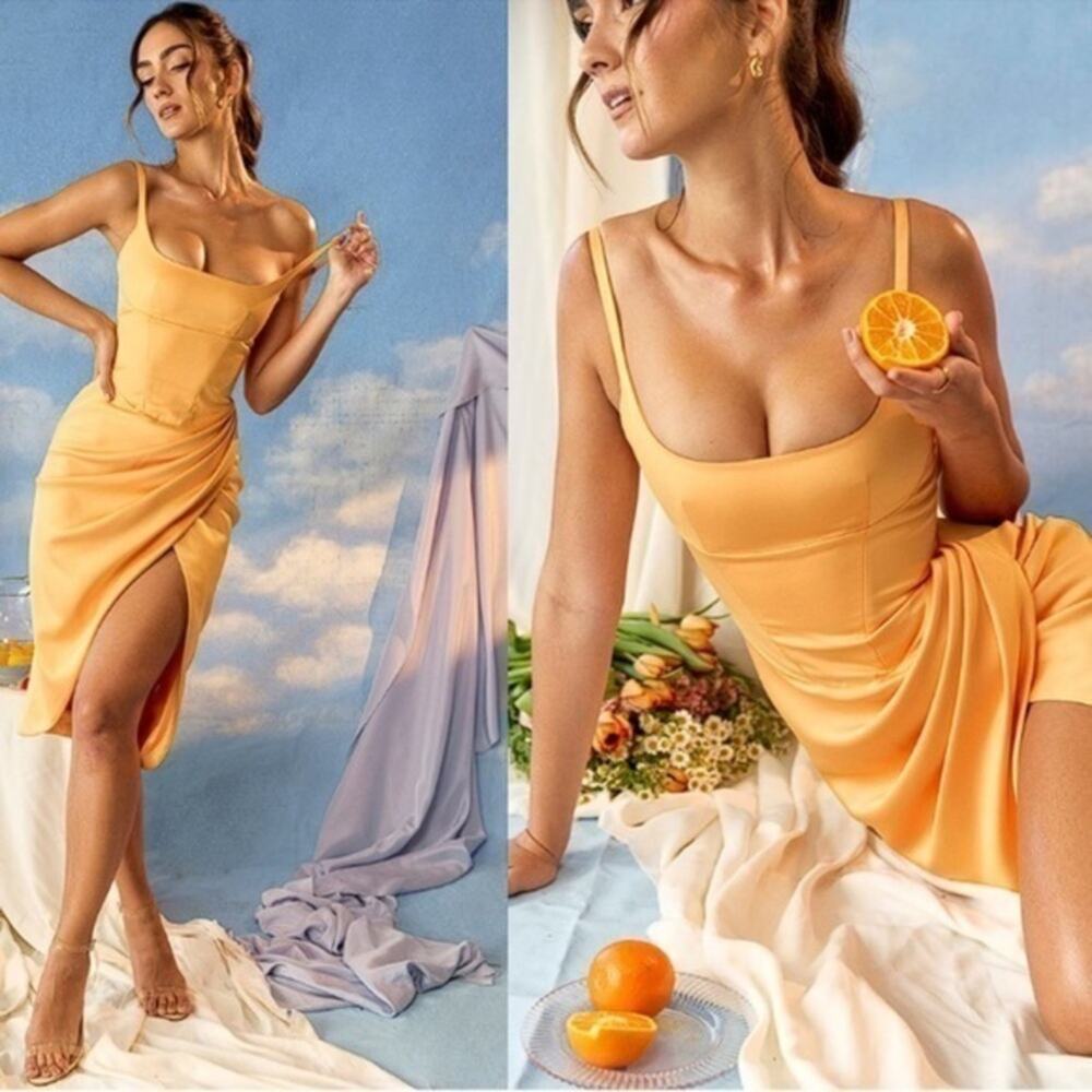 House of CB Sunny Apricot Midi Dress